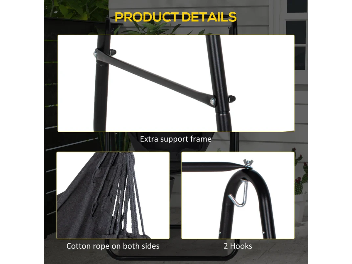 Hammock Chair Stand with Hanging Chair Foldable Heavy Duty Metal Frame