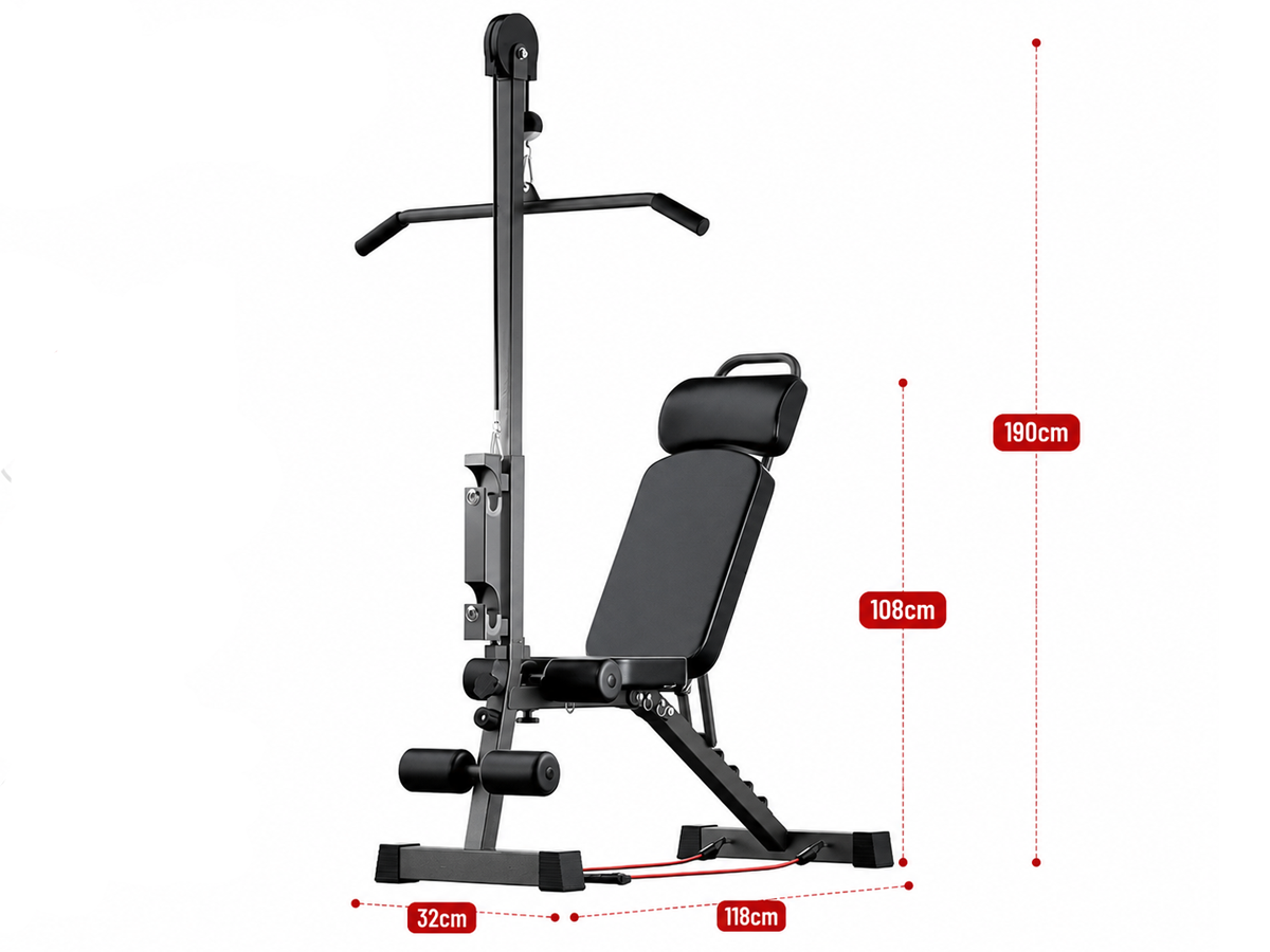 Adjustable Weight Bench 12 in 1 Home Gym Workout Bench with High and Low Pulley System