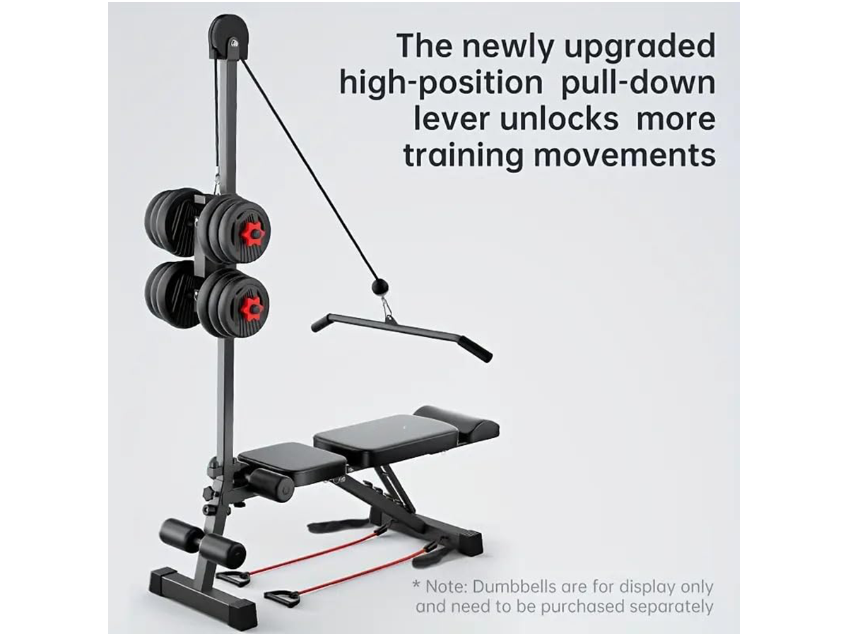 Adjustable Weight Bench 12 in 1 Home Gym Workout Bench with High and Low Pulley System