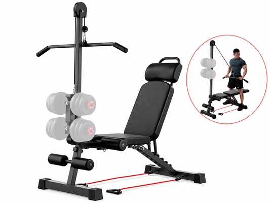 Adjustable Weight Bench 12 in 1 Home Gym Workout Bench with High and Low Pulley System