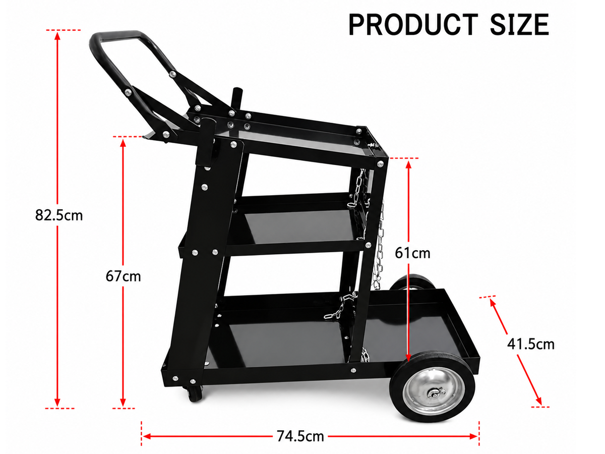 Welding Cart Trolley Heavy Duty 3 Tier Welder Storage Cart with Gas Cylinder Holder