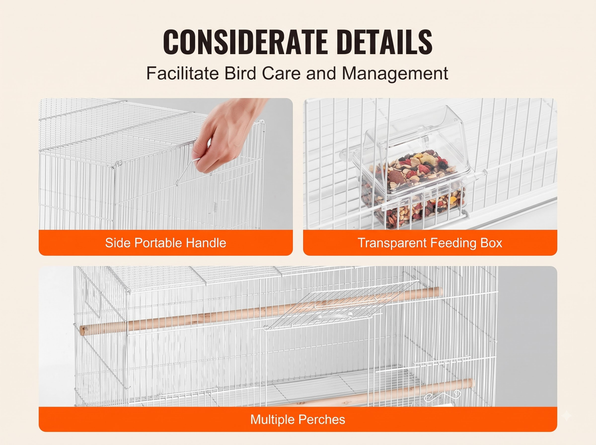 Bird Cage Metal Flight Cage with 2 Perches