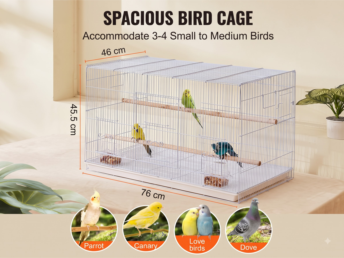 Bird Cage Metal Flight Cage with 2 Perches