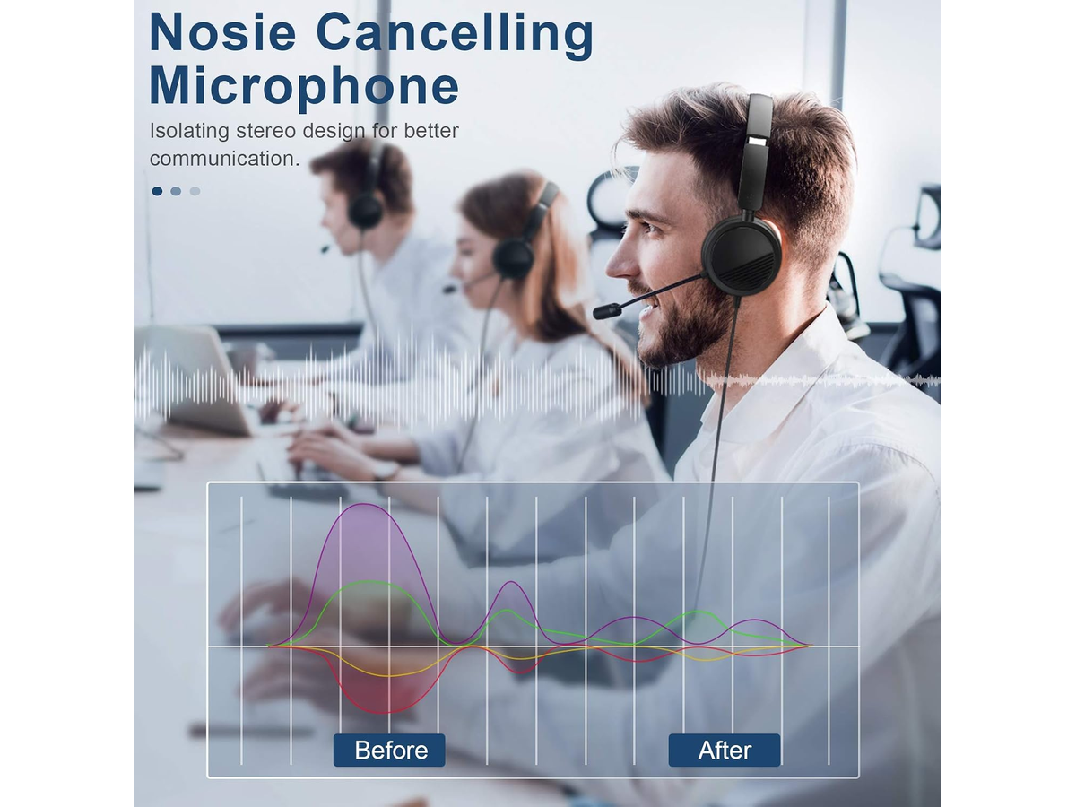 Computer Headset with Noise Cancelling Microphone