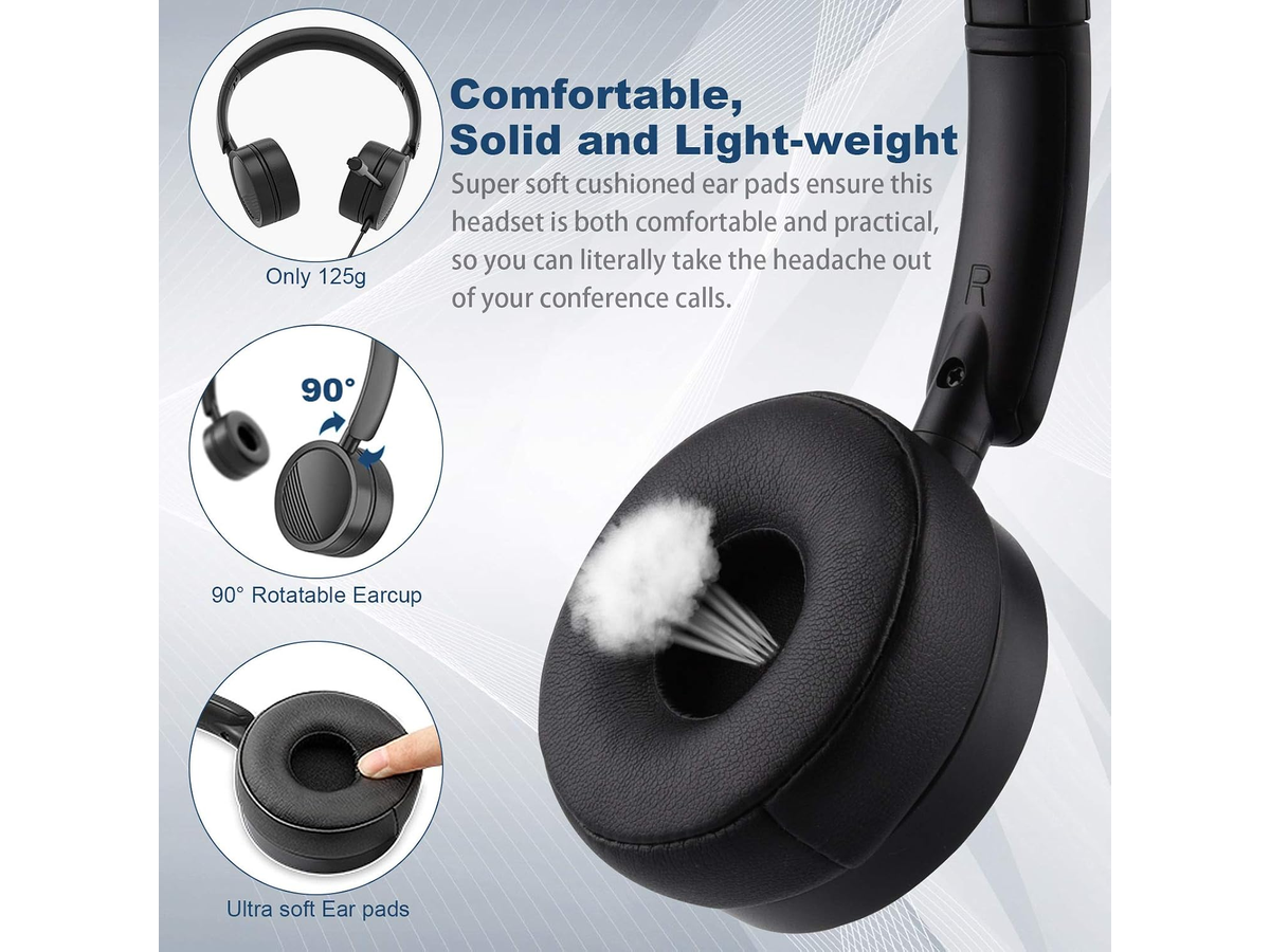 Computer Headset with Noise Cancelling Microphone
