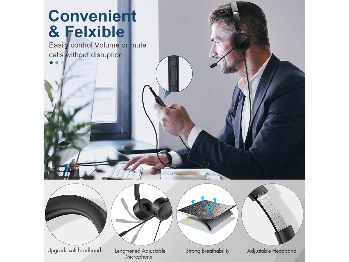 Computer Headset with Noise Cancelling Microphone