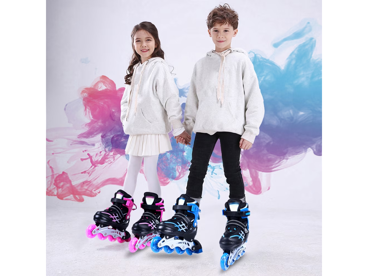 Inline Skates with Luminous Wheels Adjustable Roller Skates for Kids, Teens, and Adults Size 33-37 Blue
