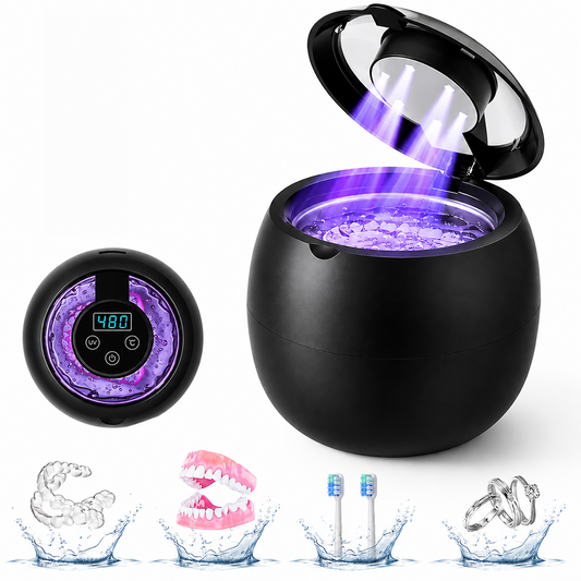 Ultrasonic Cleaner Machine Cordless Rechargeable Dentures Cleaner with UV Light