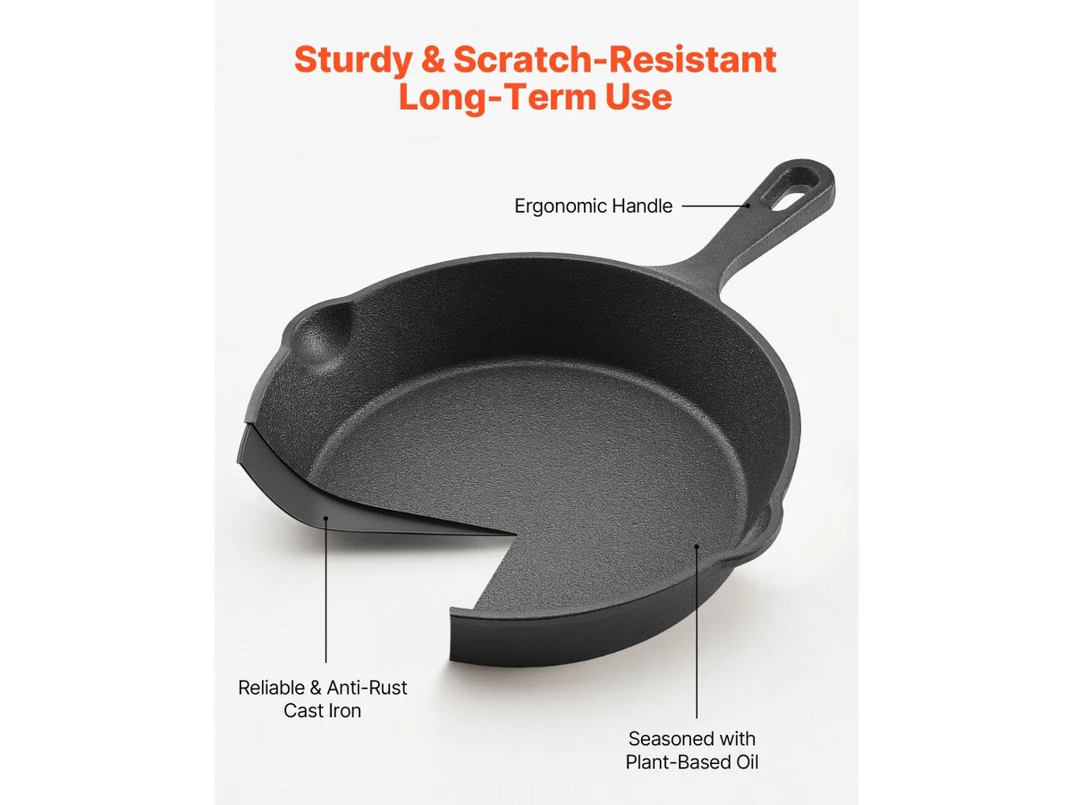 Cast Iron Skillet Set Frying Pan Set with Silicone Handle Covers