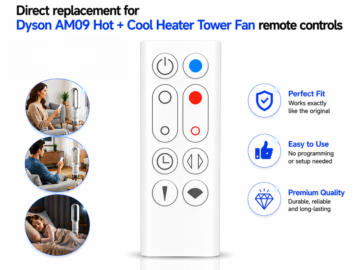 Remote Control for Dyson AM09 Replacement Remote for Dyson AM09 Hot + Cool Heater Fan
