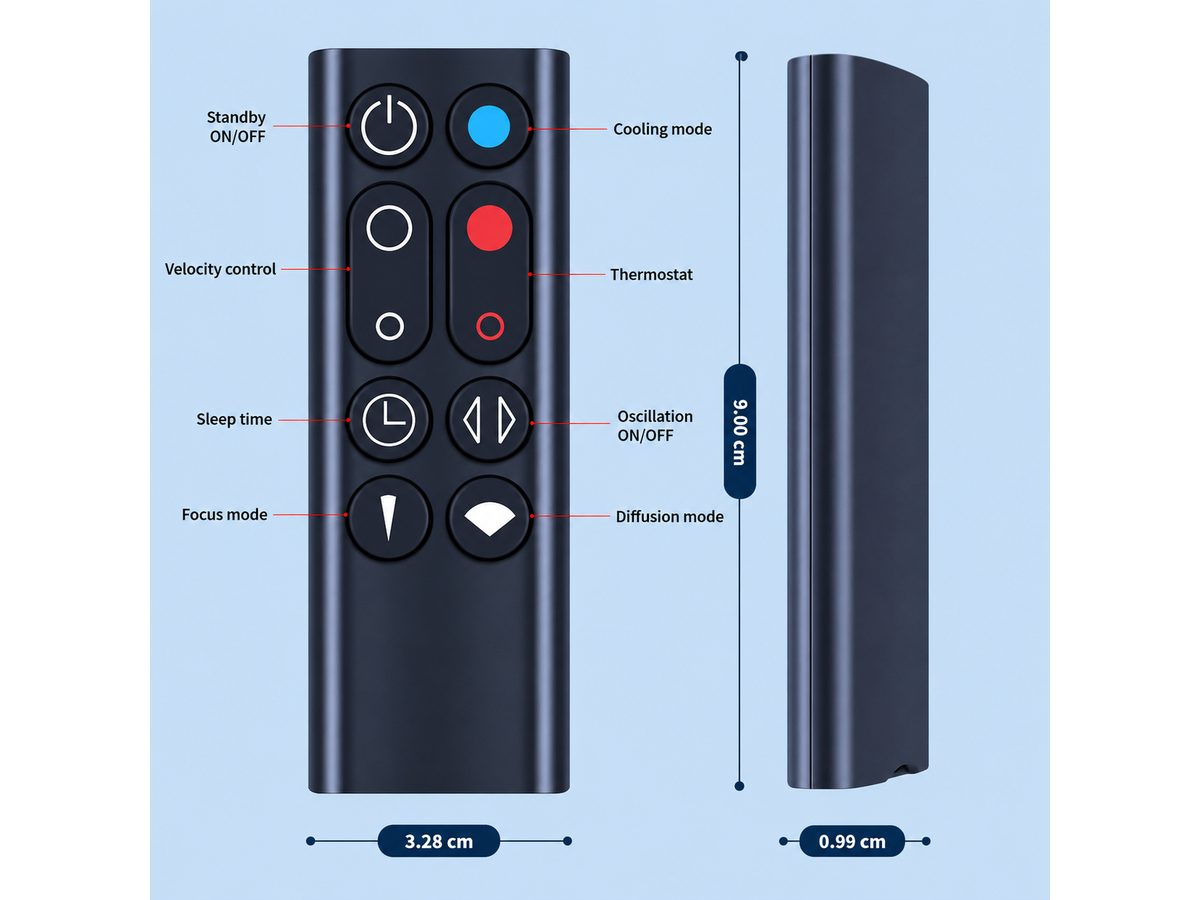 Remote Control for Dyson AM09 Replacement Remote for Dyson AM09 Hot + Cool Heater Fan