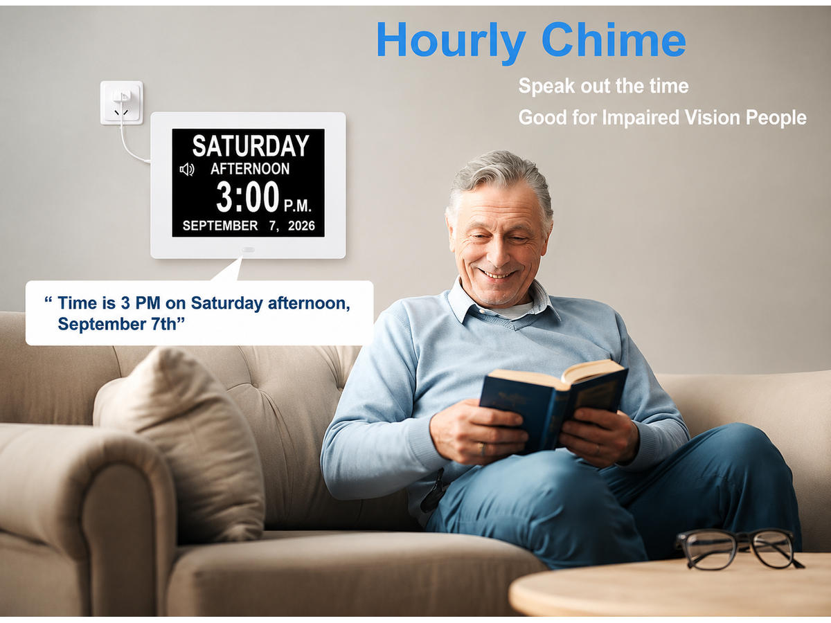 Digital Calendar Day Clock 8" Large IPS Display Clock with Day