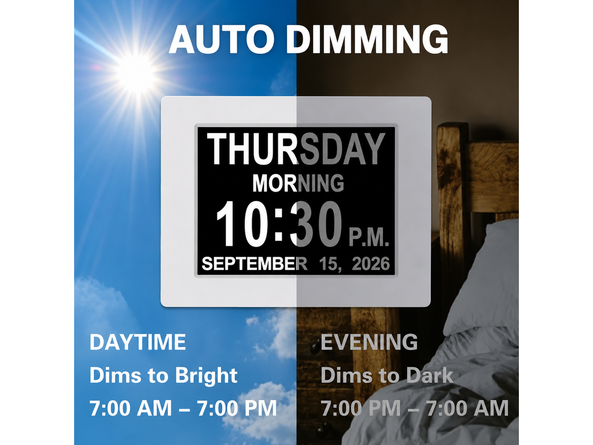Digital Calendar Day Clock 8" Large IPS Display Clock with Day