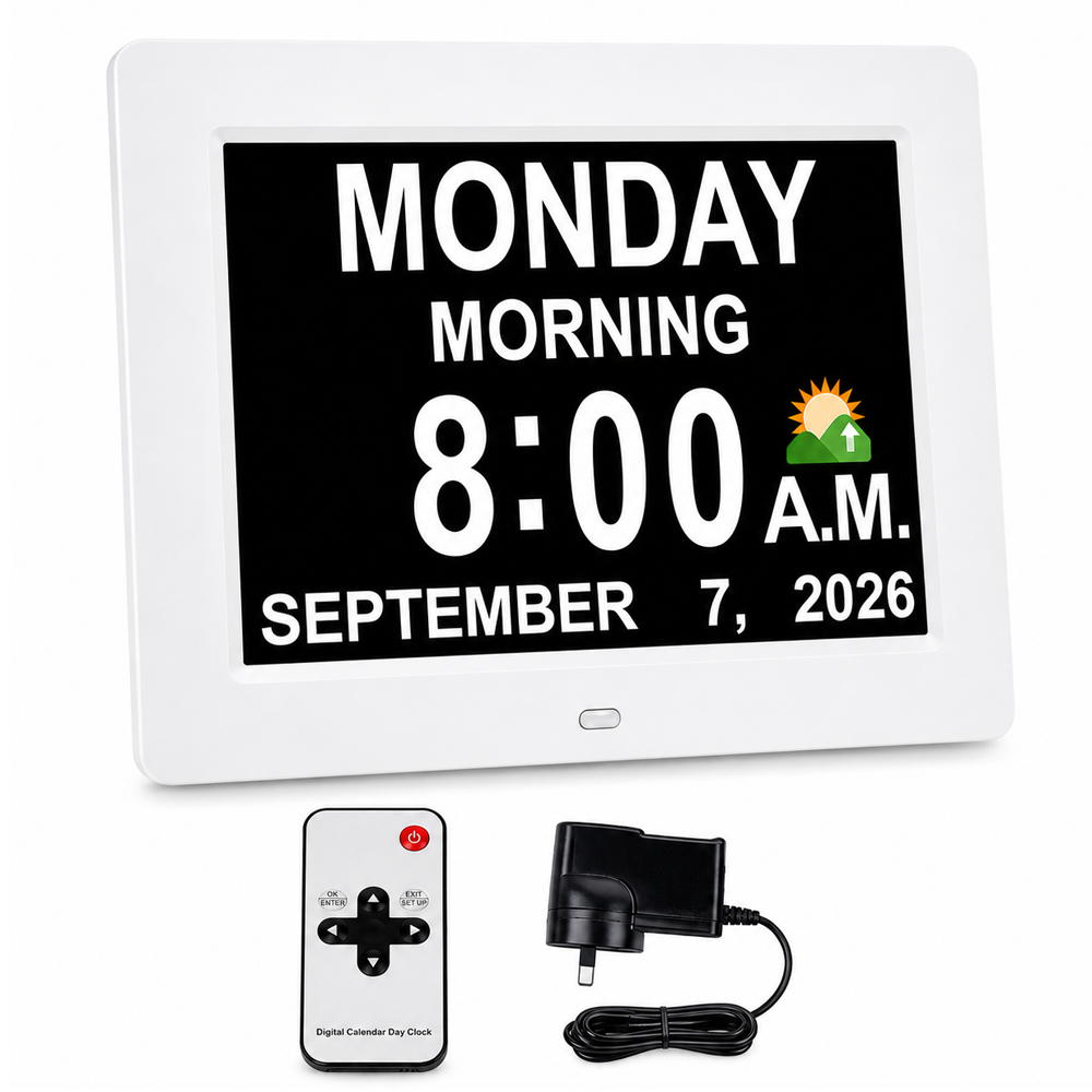 Digital Calendar Day Clock 8" Large IPS Display Clock with Day