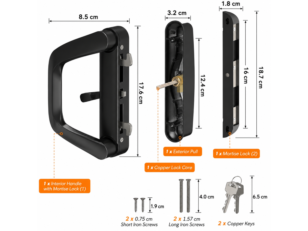 Sliding Door Handle Heavy Duty Patio Door Handle Set with Mortise Lock
