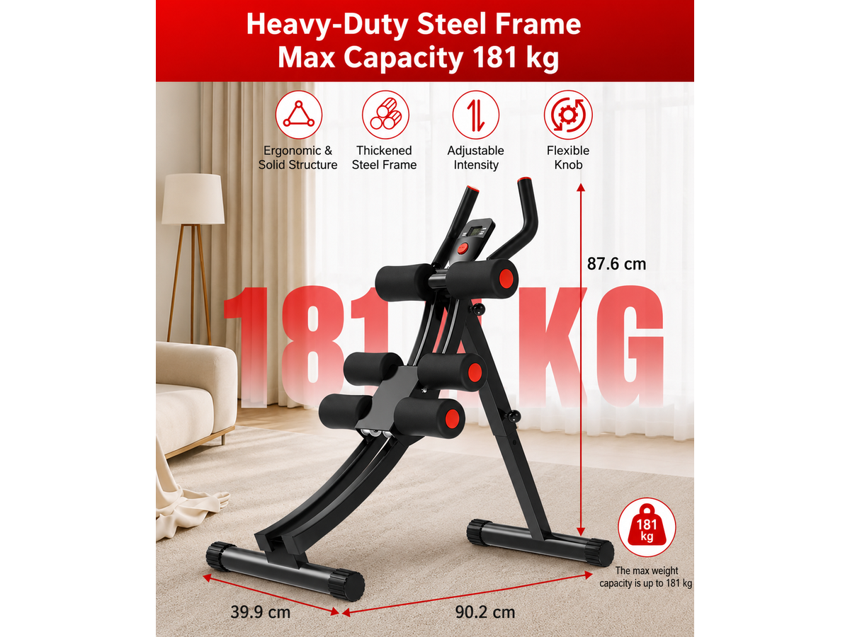 Ab Machine Abdominal Muscle Trainer with Resistance Bands & LCD Display