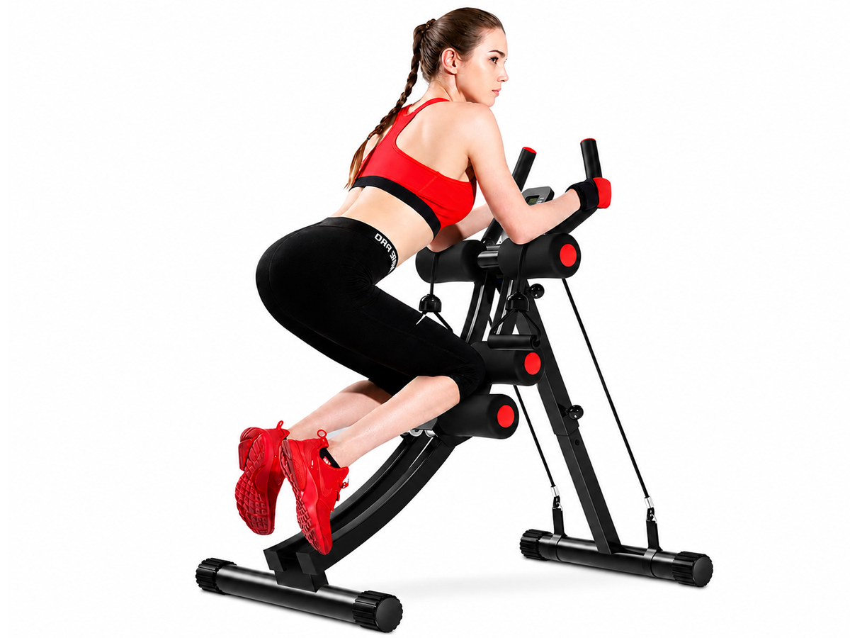Ab Machine Abdominal Muscle Trainer with Resistance Bands & LCD Display
