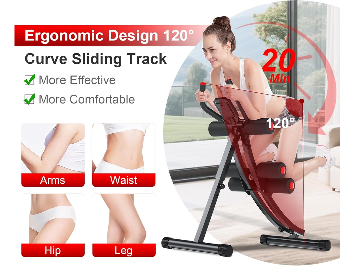 Ab Machine Abdominal Muscle Trainer with Resistance Bands & LCD Display