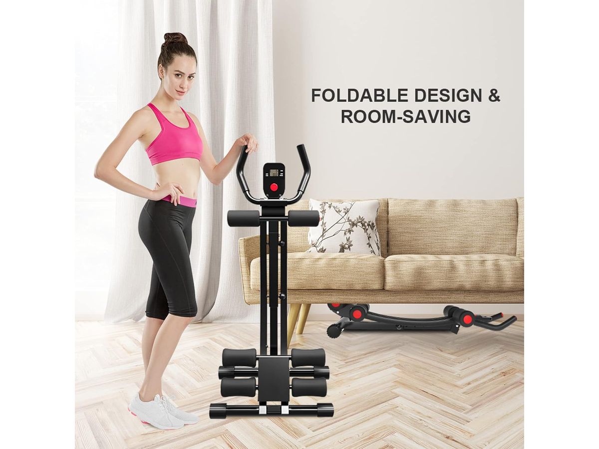 Ab Machine Abdominal Muscle Trainer with Resistance Bands & LCD Display