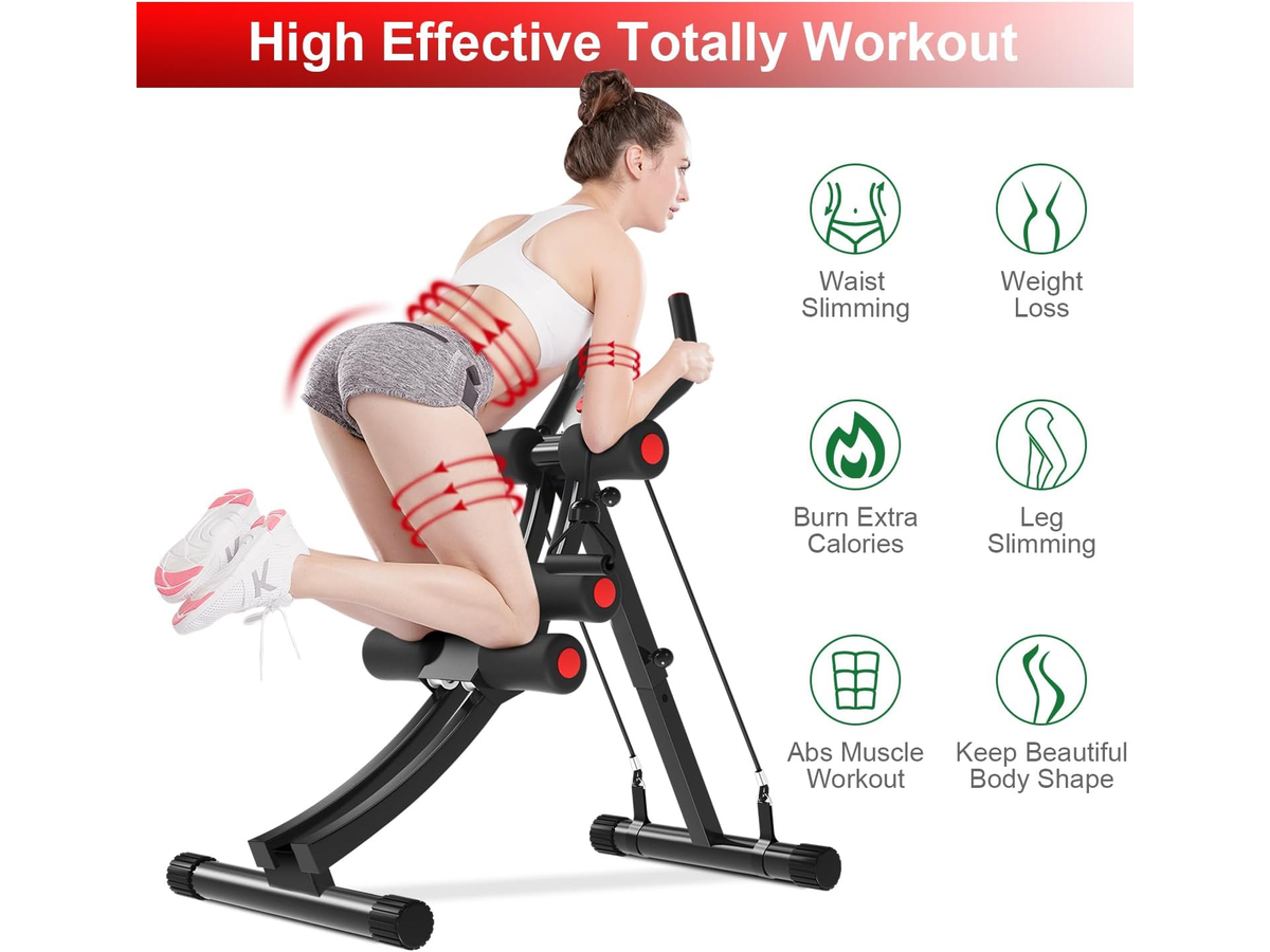 Ab Machine Abdominal Muscle Trainer with Resistance Bands & LCD Display