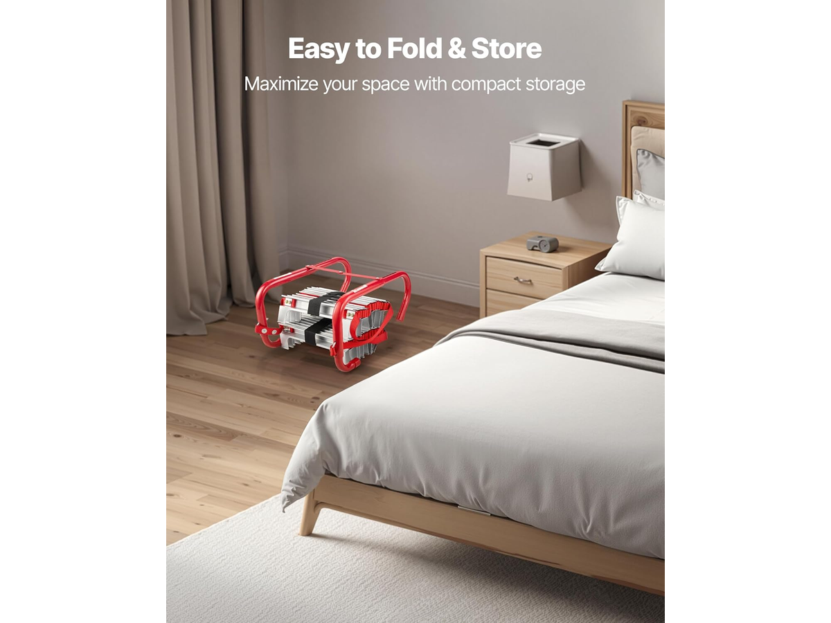 Fire Escape Ladder 13FT Retractable Emergency Safety Ladder with Aluminium Alloy Rungs