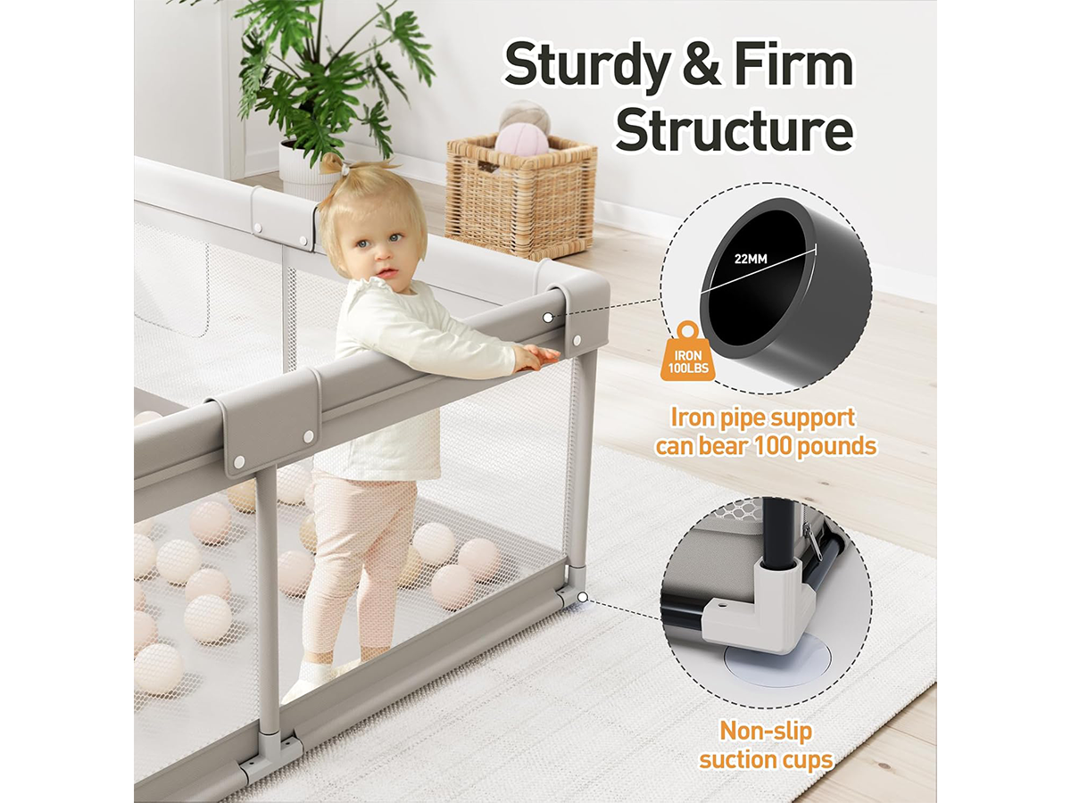 Portable Baby Playpen Fence Gate Wall Fence Barrier Play Gym Mat 150cm