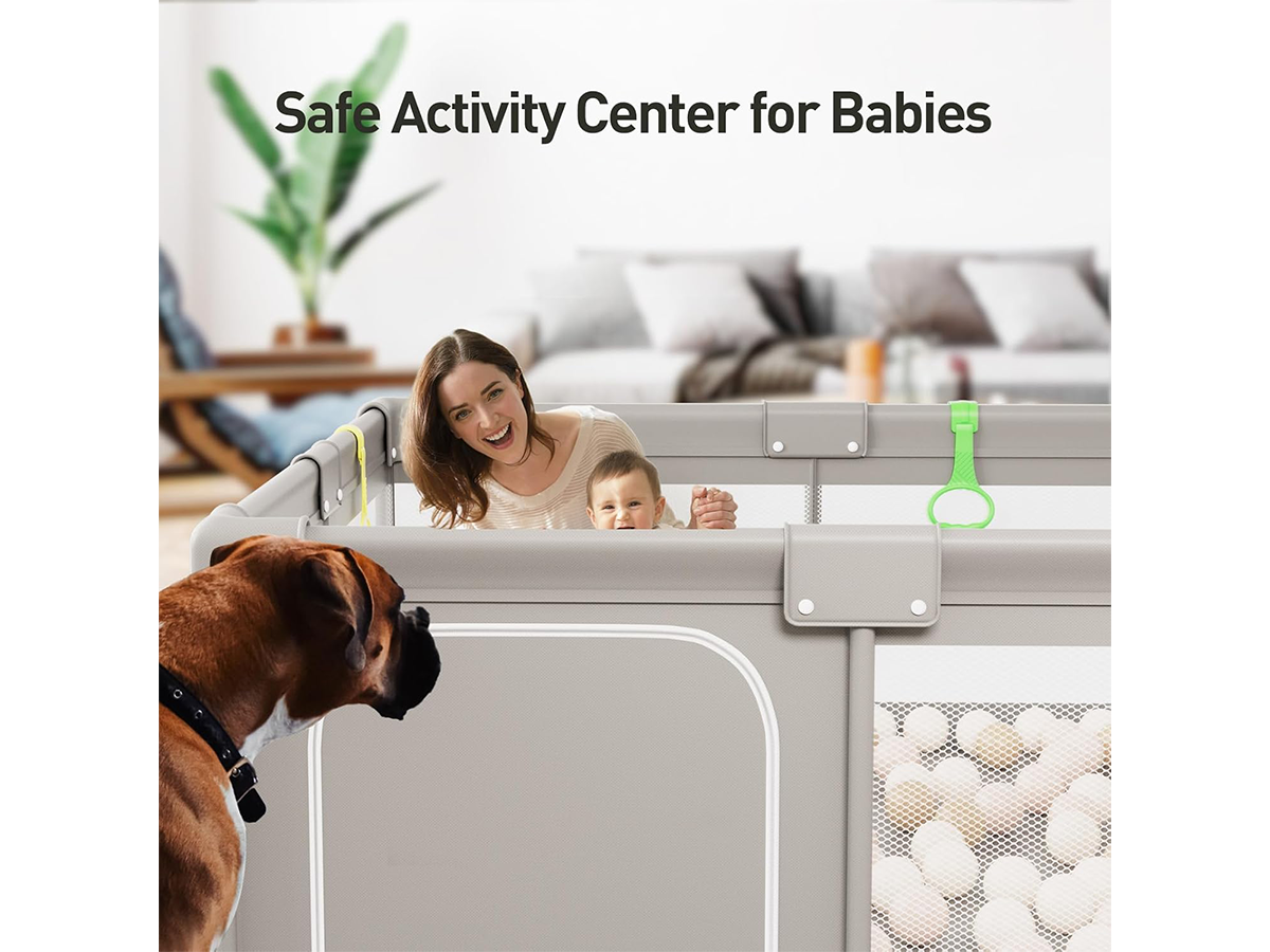 Portable Baby Playpen Fence Gate Wall Fence Barrier Play Gym Mat 150cm