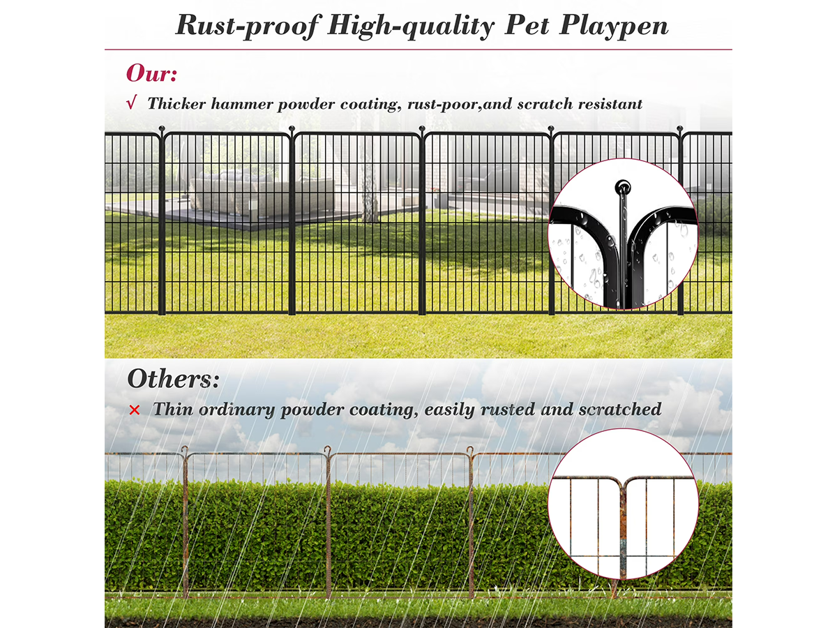 Dog Playpen 12 Panel 80 × 80 cm Heavy Duty Metal Pet Exercise Pen with Gate for Indoor & Outdoor Use