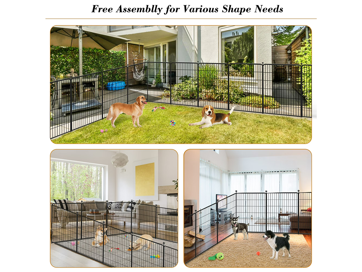 Dog Playpen 12 Panel 80 × 80 cm Heavy Duty Metal Pet Exercise Pen with Gate for Indoor & Outdoor Use