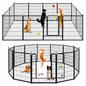 Dog Playpen 12 Panel 80 × 80 cm Heavy Duty Metal Pet Exercise Pen with Gate for Indoor & Outdoor Use