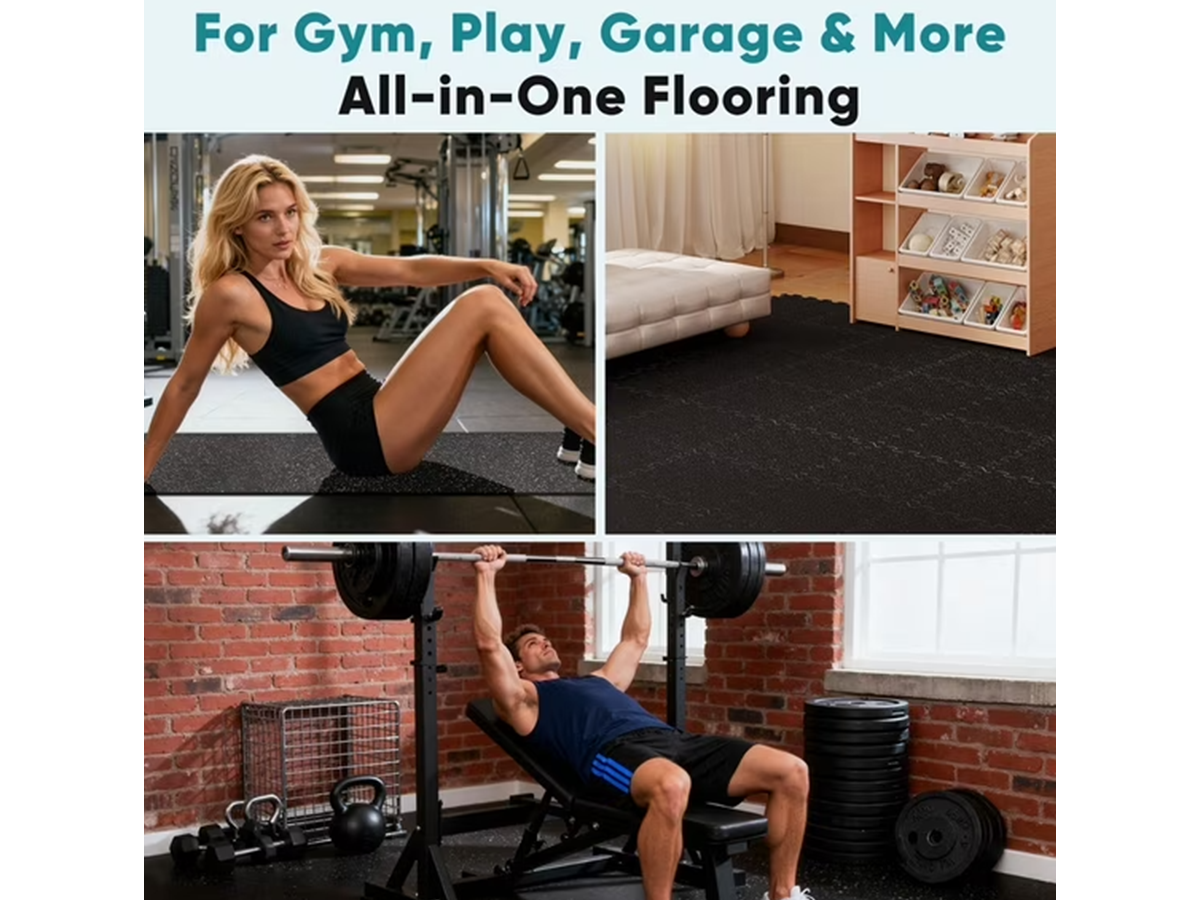 Gym Flooring Mats 6PCS 60 × 60 × 1.2 cm EVA Interlocking Exercise Floor Mats