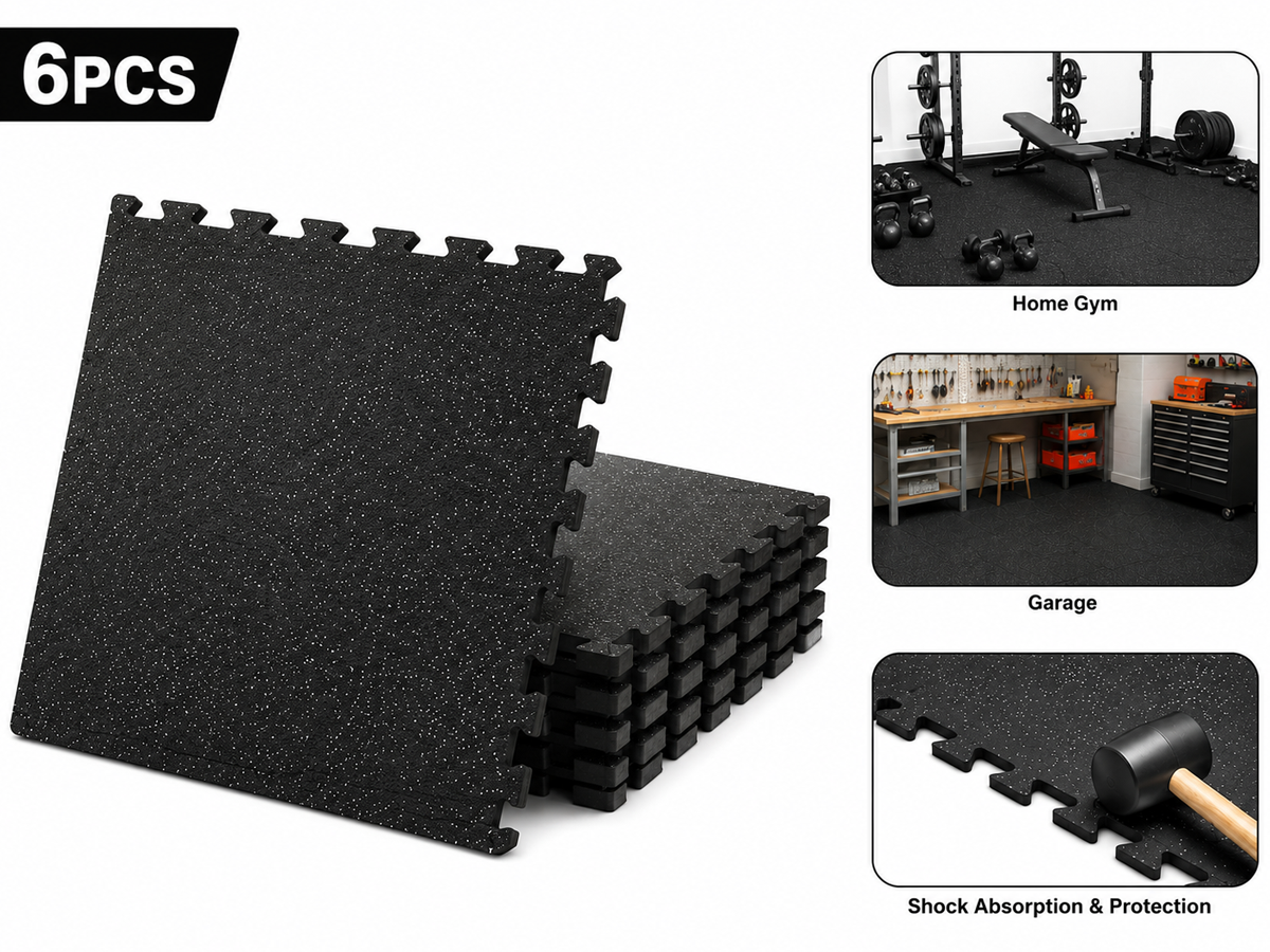 Gym Flooring Mats 6PCS 60 × 60 × 1.2 cm EVA Interlocking Exercise Floor Mats