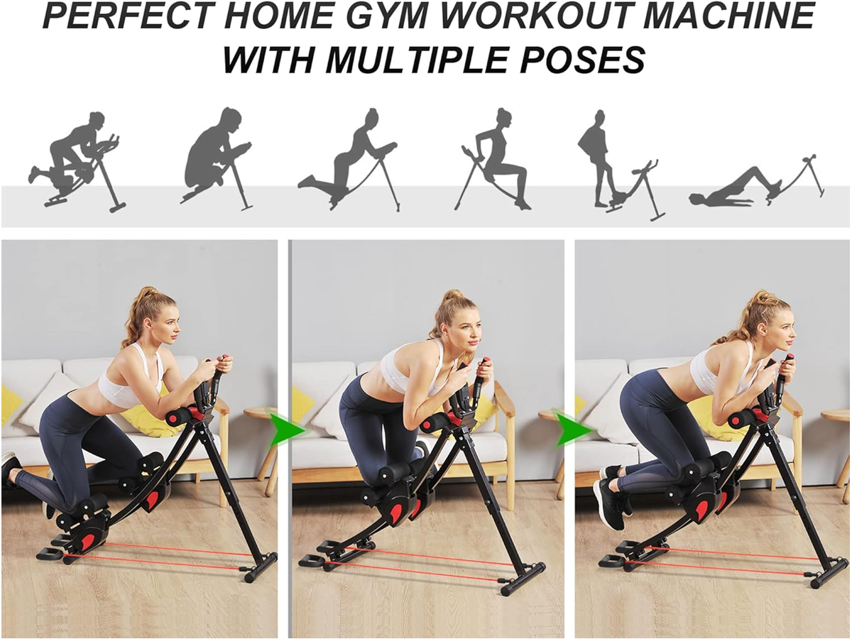 Abdominal Muscle Trainer Foldable Core Workout Machine with Resistance Bands
