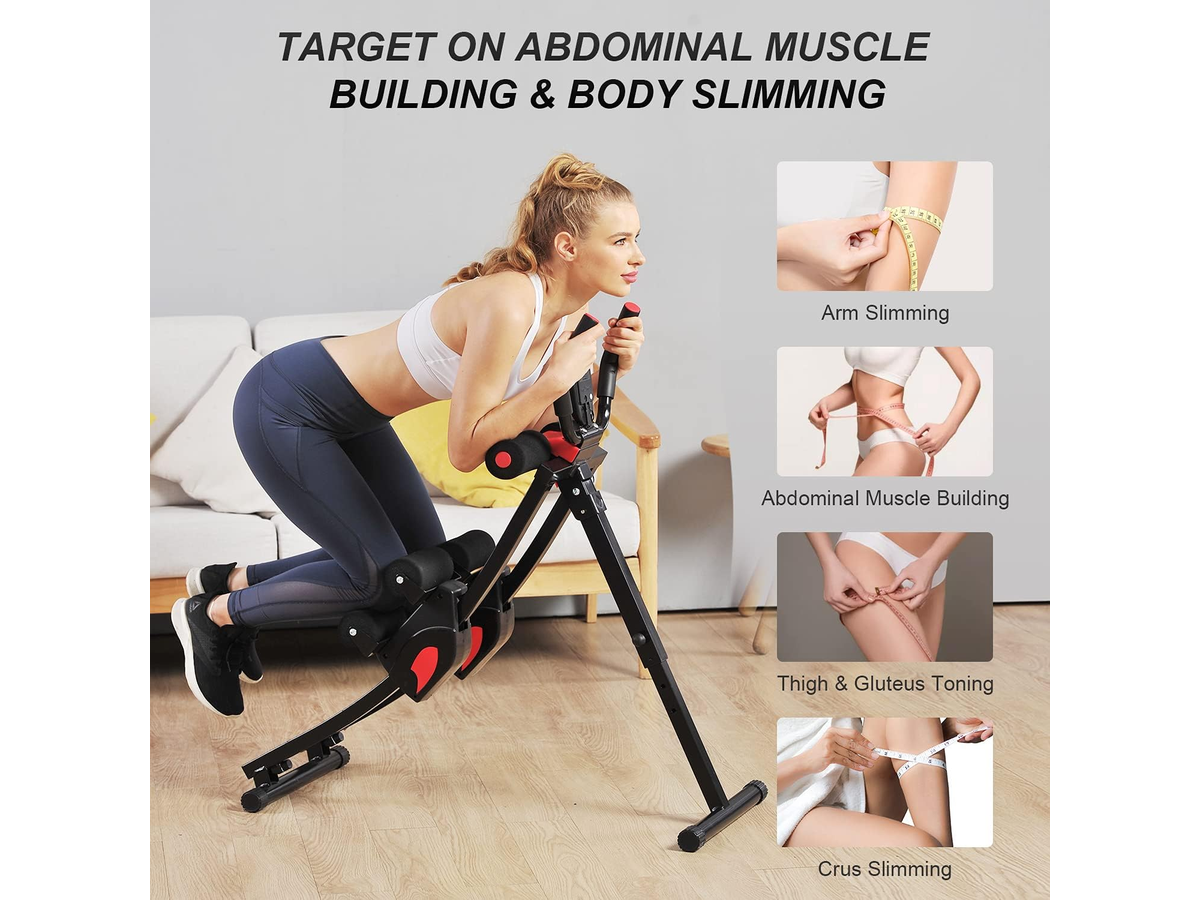 Abdominal Muscle Trainer Foldable Core Workout Machine with Resistance Bands