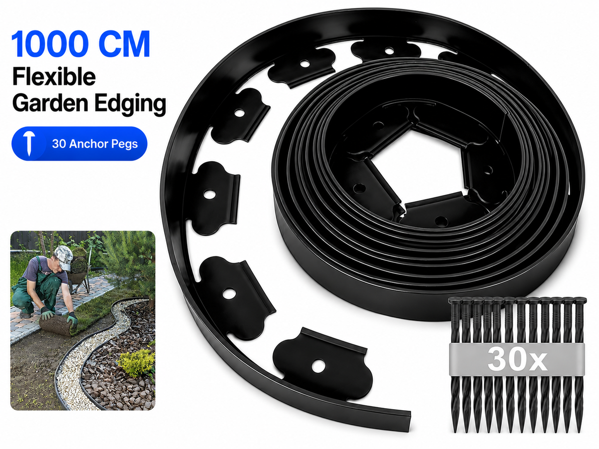 Flexible Garden Edging 10m with 30 Anchor Pegs for Landscaping