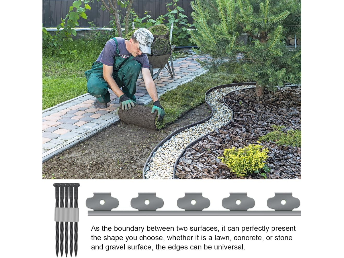 Flexible Garden Edging 10m with 30 Anchor Pegs for Landscaping