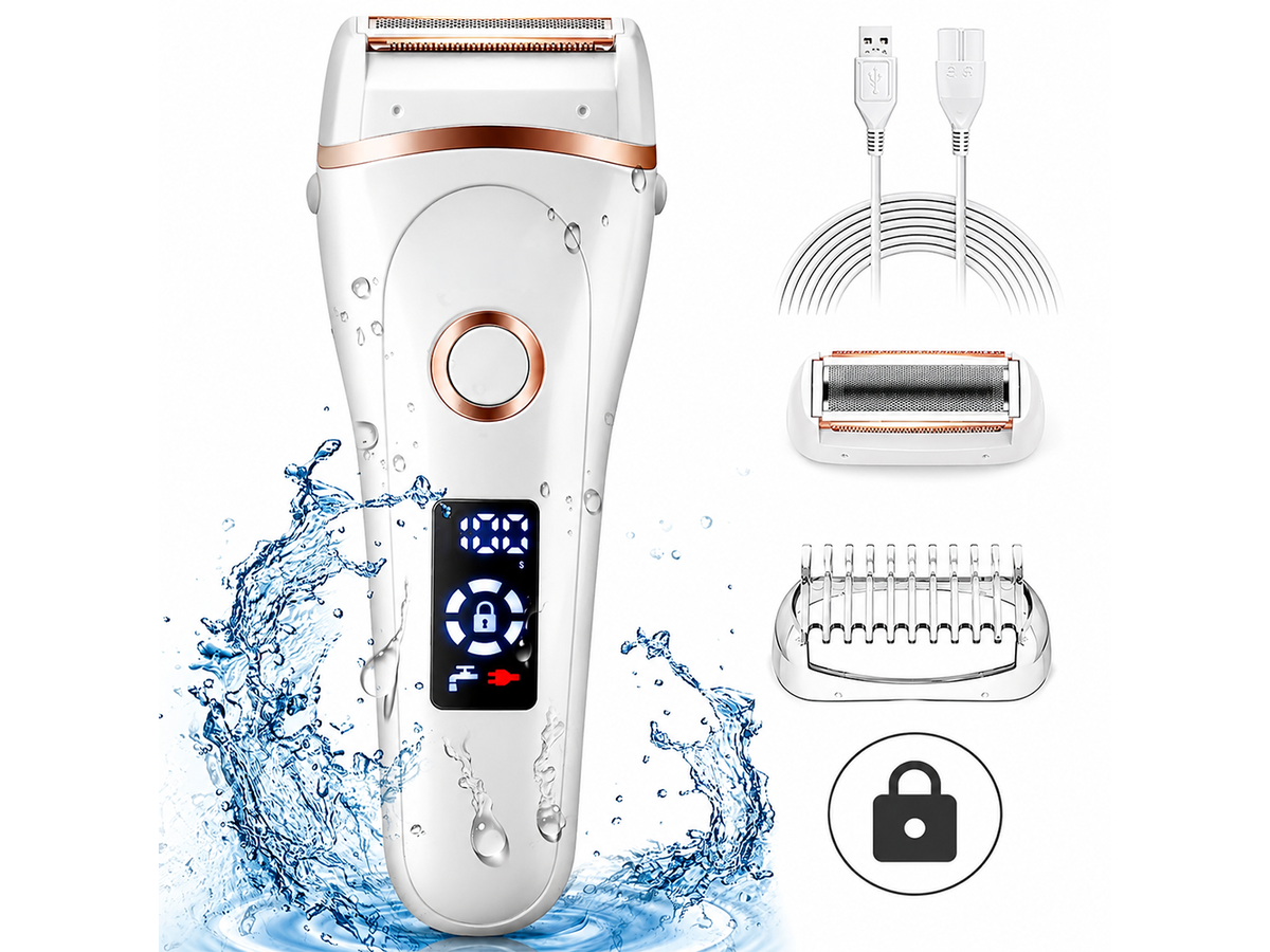 Womens Electric Razor 3 in 1 Rechargeable Wet & Dry Shaver with LED Display