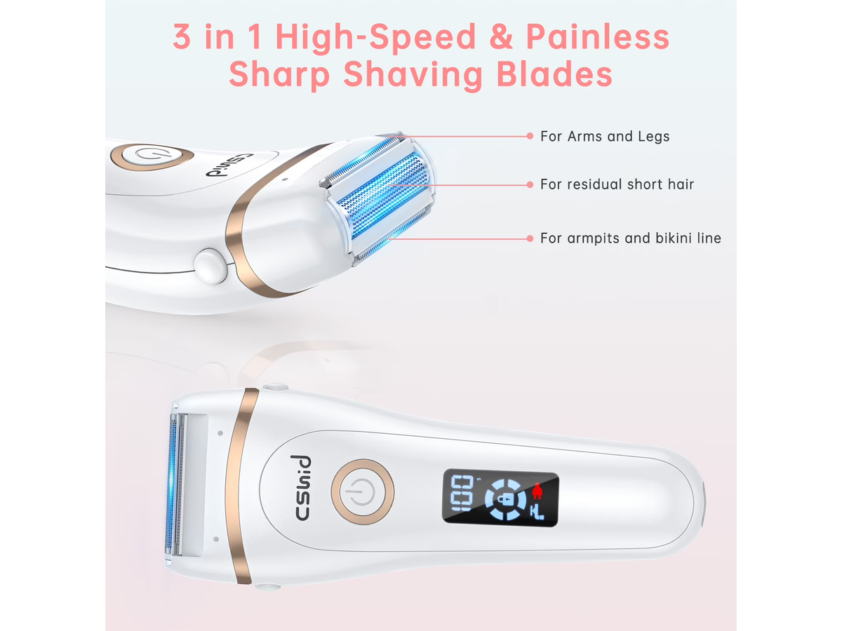 Womens Electric Razor 3 in 1 Rechargeable Wet & Dry Shaver with LED Display