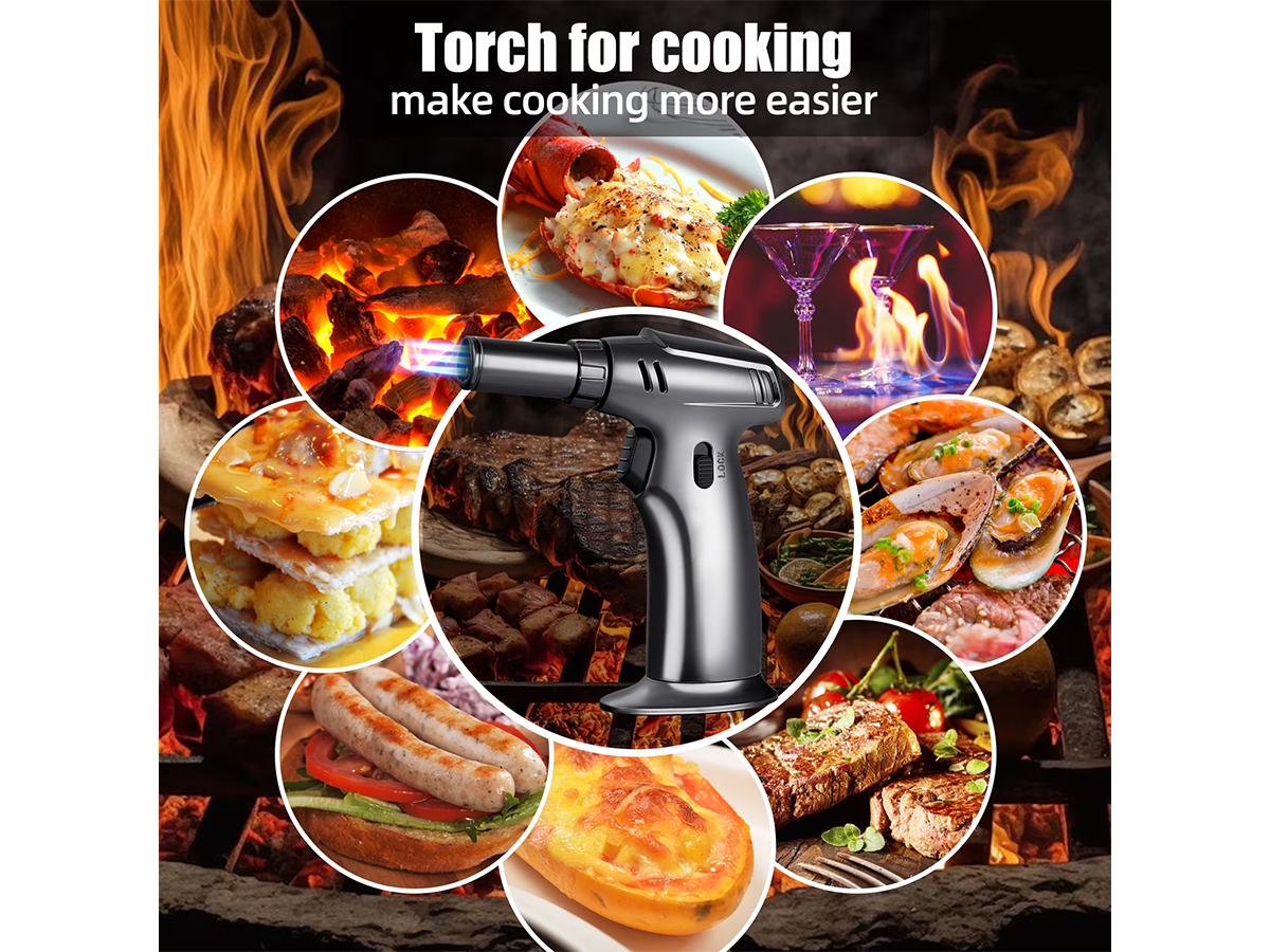 Butane Gas Blow Torch Adjustable Refillable Kitchen Torch for Cooking, BBQ, Baking & DIY