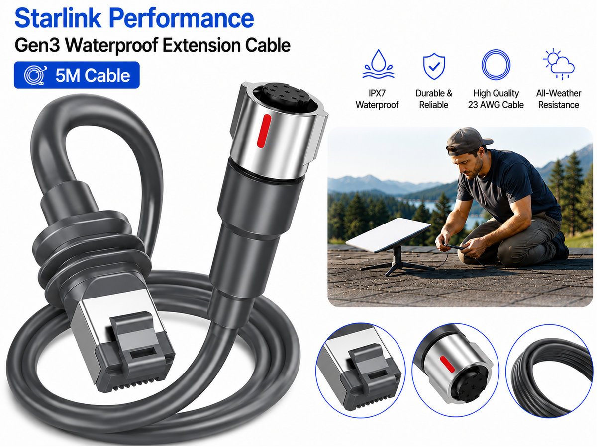 Starlink Performance Cable 5M High Speed Extension Cable for Starlink Performance Gen3 Rectangular Satellite