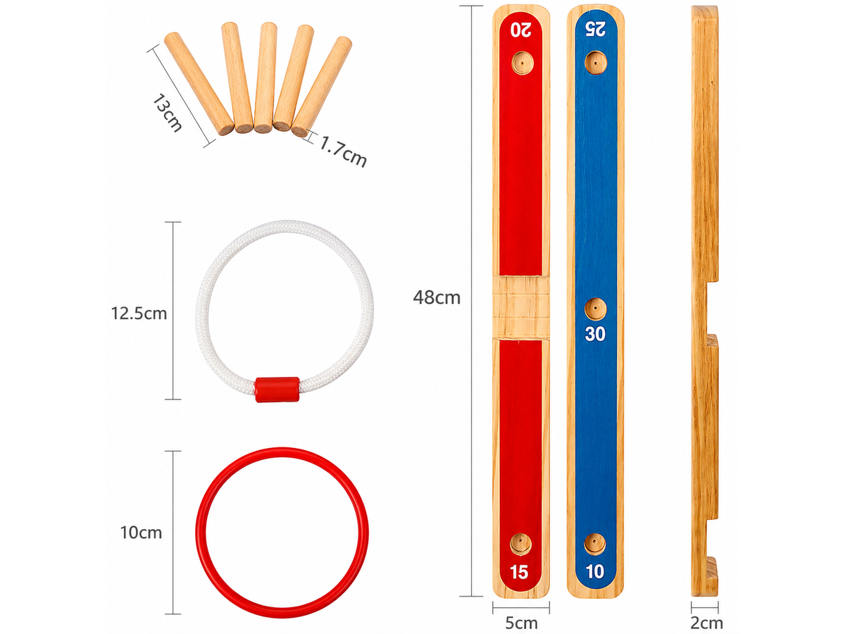 Hoopla Ring Toss Game Wooden Quoits Throw Game Set for Indoor & Outdoor Family Fun