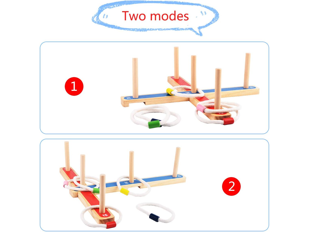 Hoopla Ring Toss Game Wooden Quoits Throw Game Set for Indoor & Outdoor Family Fun