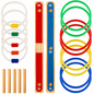 Hoopla Ring Toss Game Wooden Quoits Throw Game Set for Indoor & Outdoor Family Fun