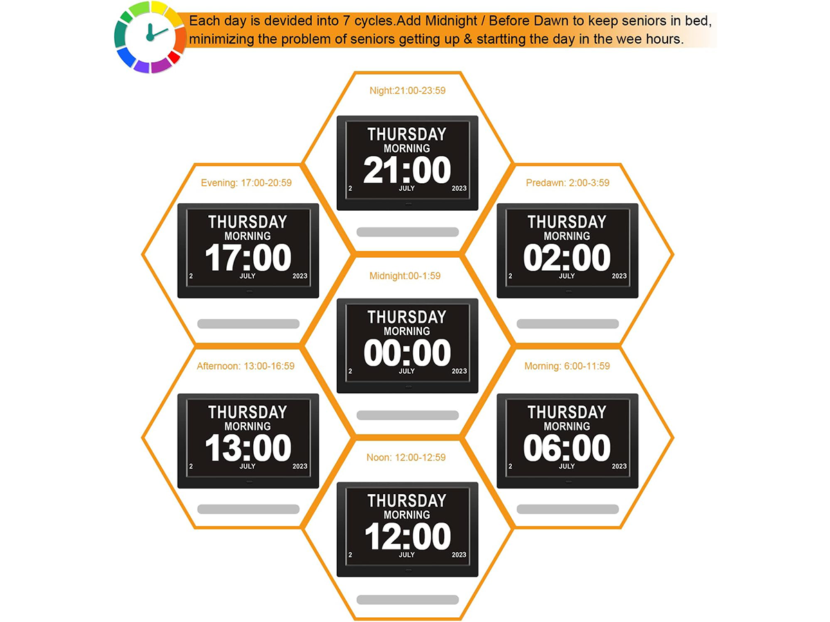 8" Dementia Calendar Clock Digital Alarm Clock