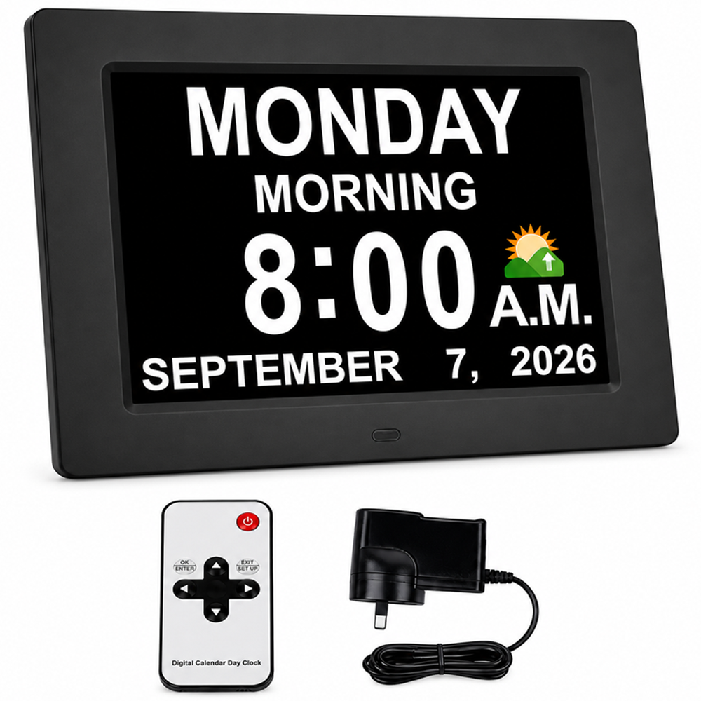 8" Dementia Calendar Clock Digital Alarm Clock