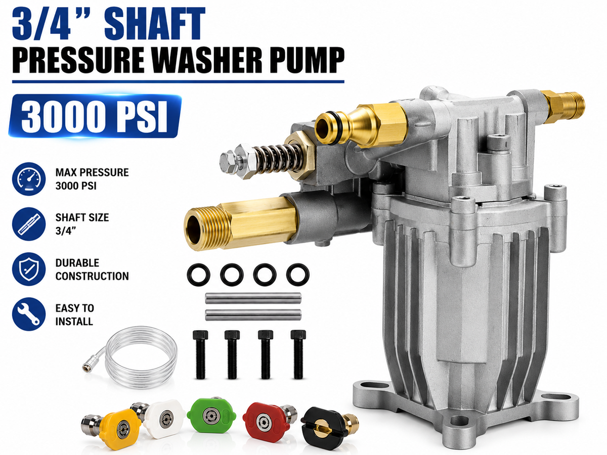 Water Blaster Pump Unit 19.05 mm Horizontal Replacement Pump 3000 PSI High Pressure Pump