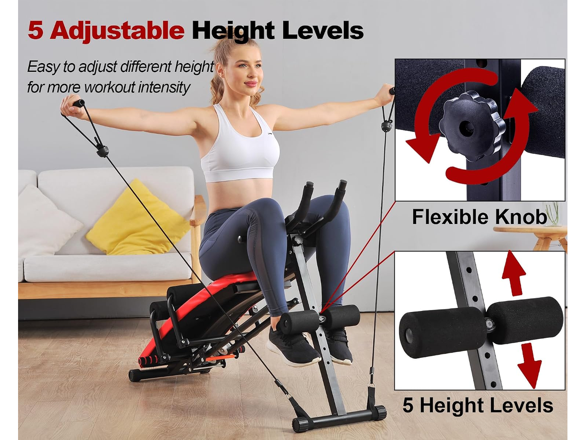 Ab Workout Machine Fitness Bench with LCD Monitor