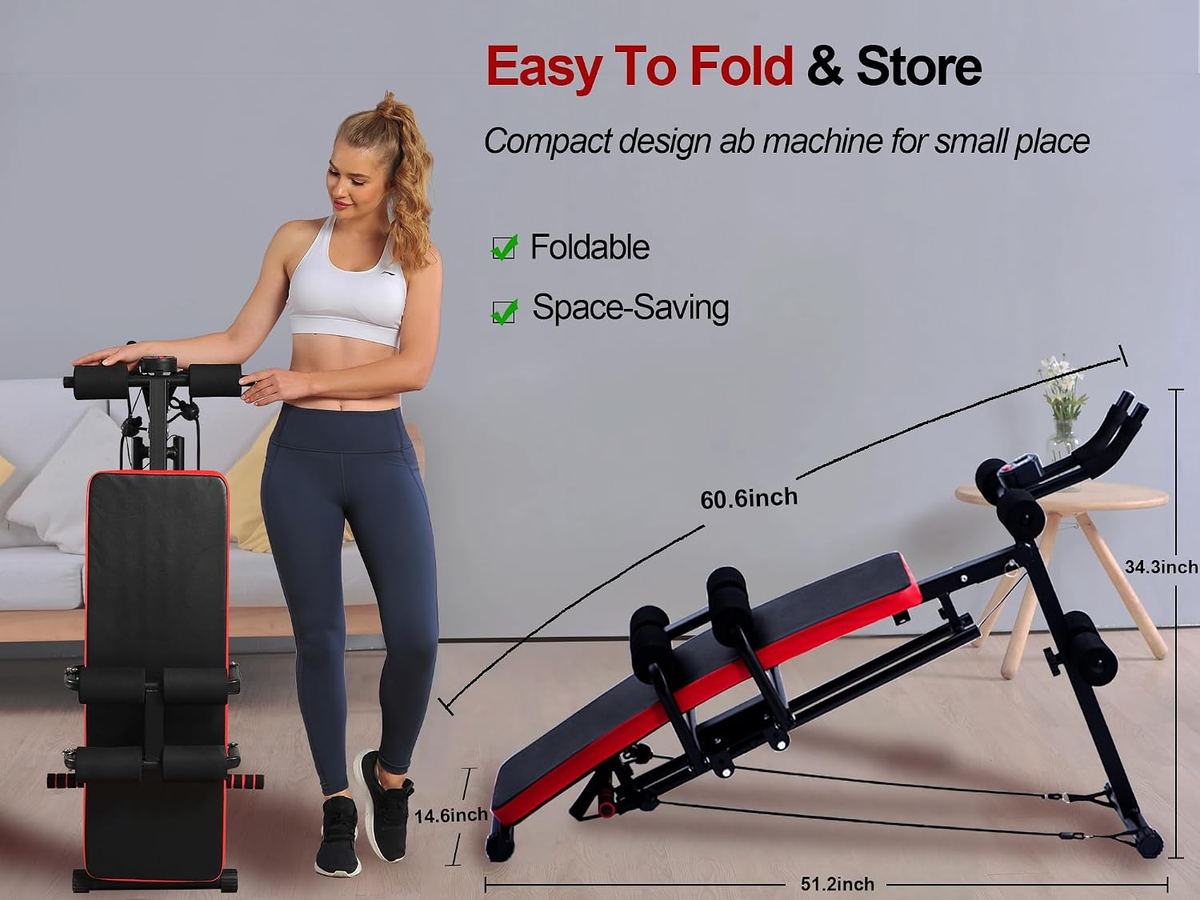 Ab Workout Machine Fitness Bench with LCD Monitor