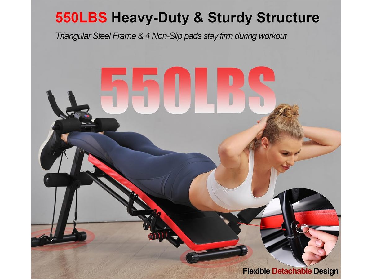 Ab Workout Machine Fitness Bench with LCD Monitor