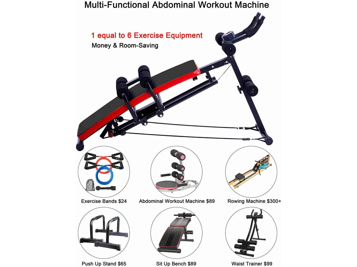 Ab Workout Machine Fitness Bench with LCD Monitor